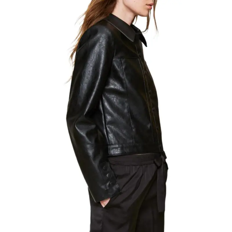 TWINSET MILANO Leather Jacket Women's Black-3