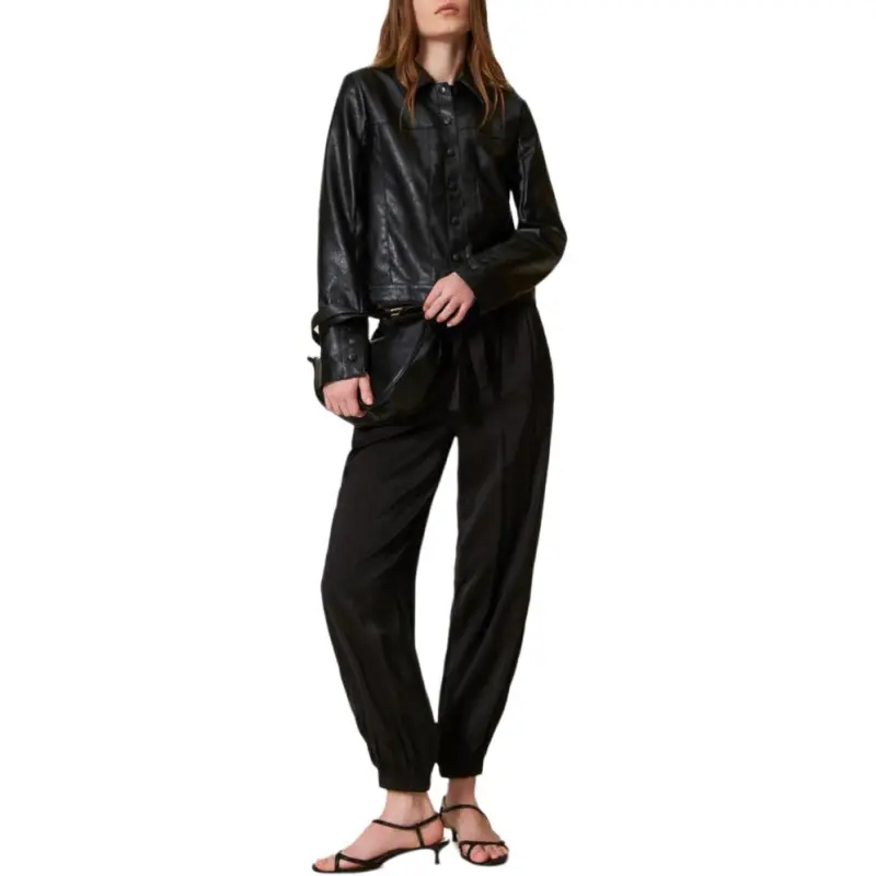 TWINSET MILANO Leather Jacket Women's Black-1