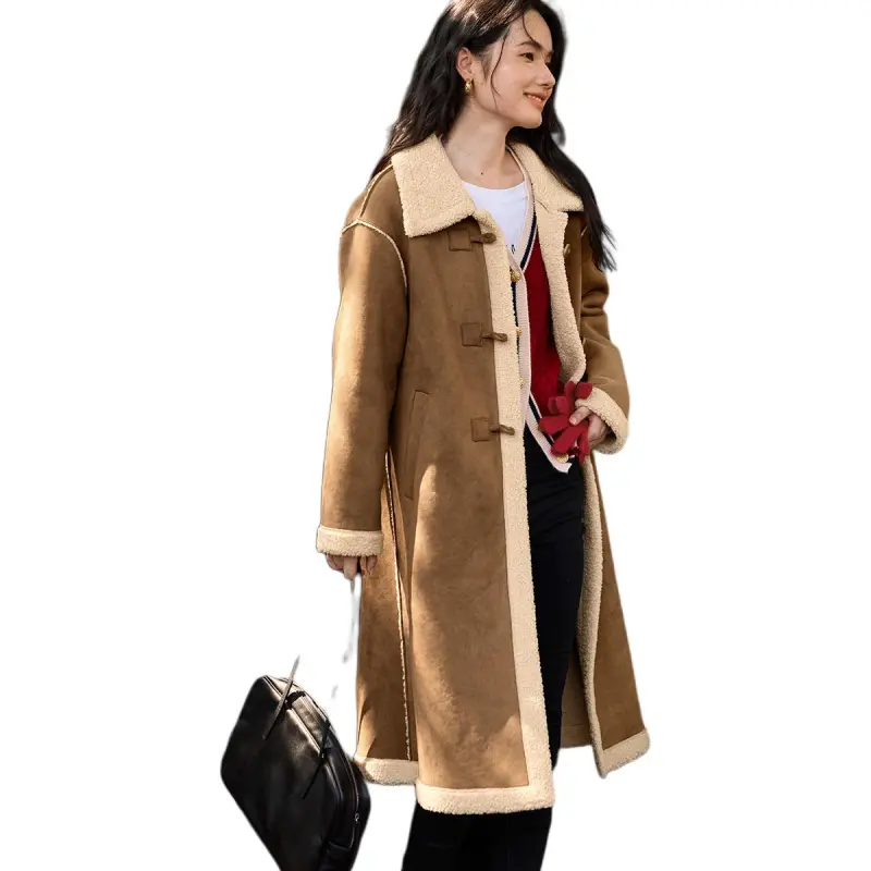 Mo Han Yi Mei Coats Women's Coffee-4