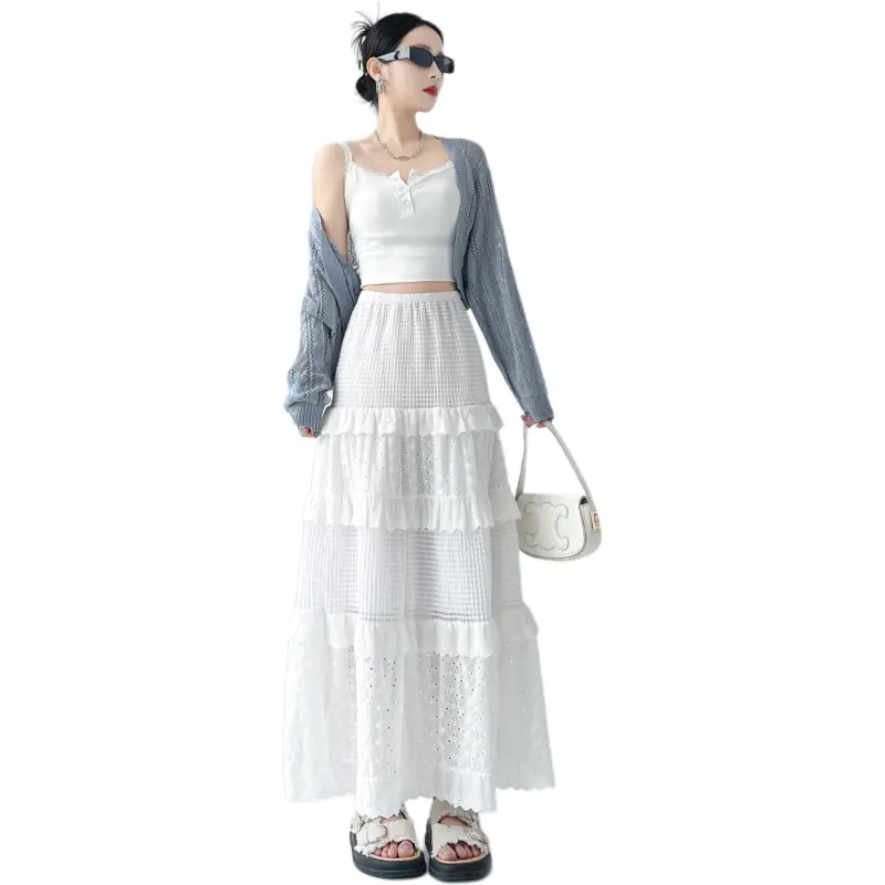 ST&SAT Casual Long Skirt Women's White-2