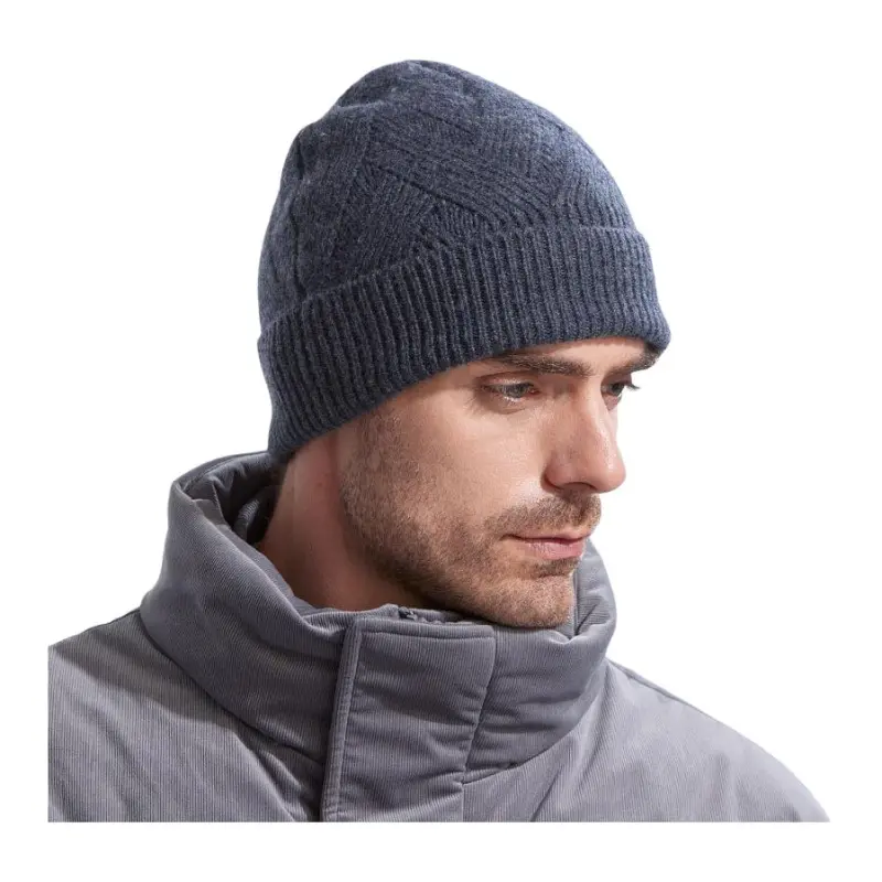 H YXIANG Pure Wool Beanies Men's-7