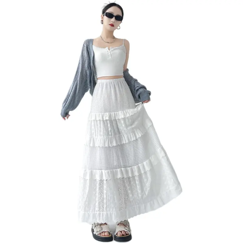 ST&SAT Casual Long Skirt Women's White-5