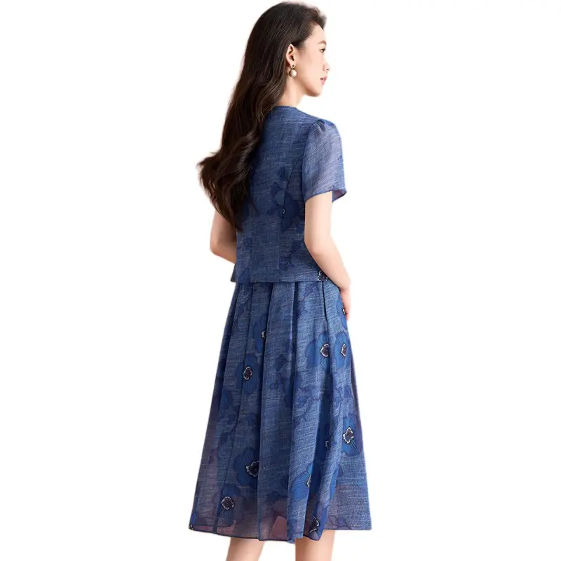 Mylan Two Piece Skirt Sets Women's Blue-1