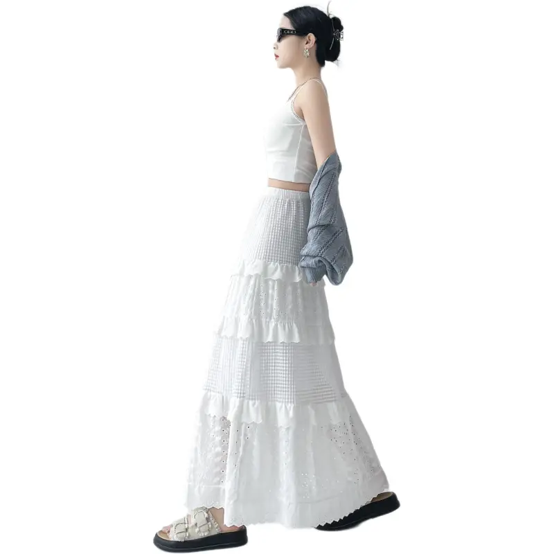 ST&SAT Casual Long Skirt Women's White-6