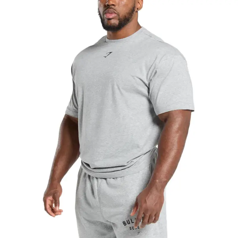 GYMSHARK T Shirt Men's Light Gray Core Heather Gray-3
