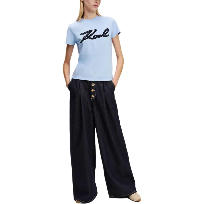 Karl Lagerfeld Bouclé detail T shirt-2