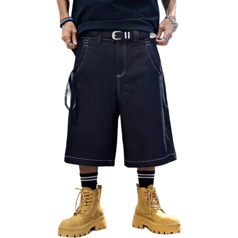 KVIV Denim Shorts Men Black -2