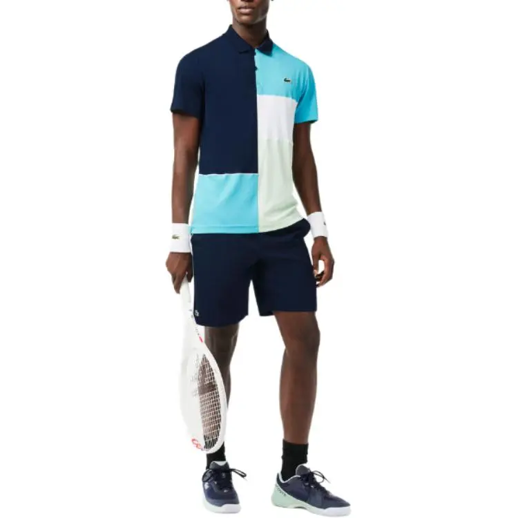 LACOSTE Logo appliqué Colour block Polo Shirt-7