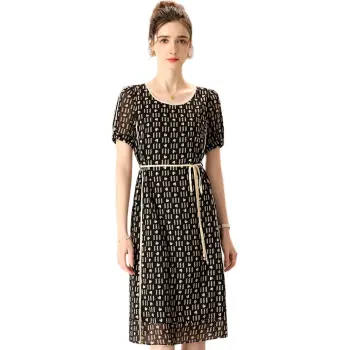 FENHONGMALI Short Sleeved Dress Women's Black