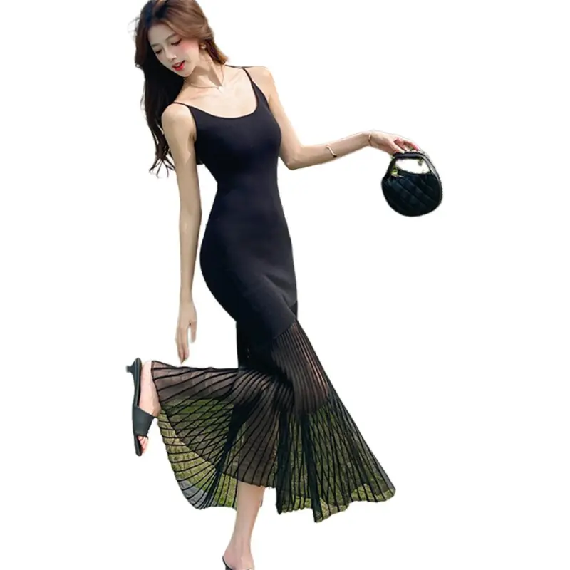 Si Bei'er Slip Dresses Women's Black-2