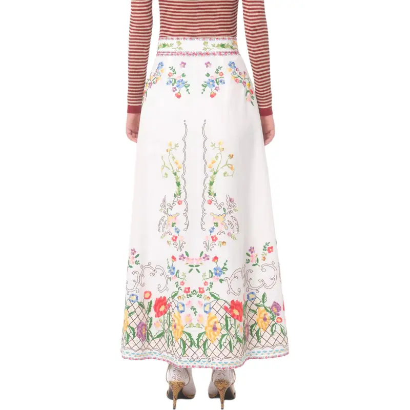 Valentino SS25 Casual Long Skirt Women's White-4