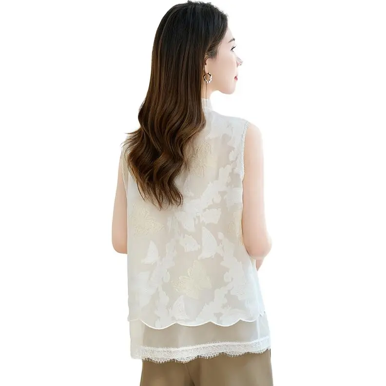 Yi Mengyuan Silk Tank Top Women's White-2