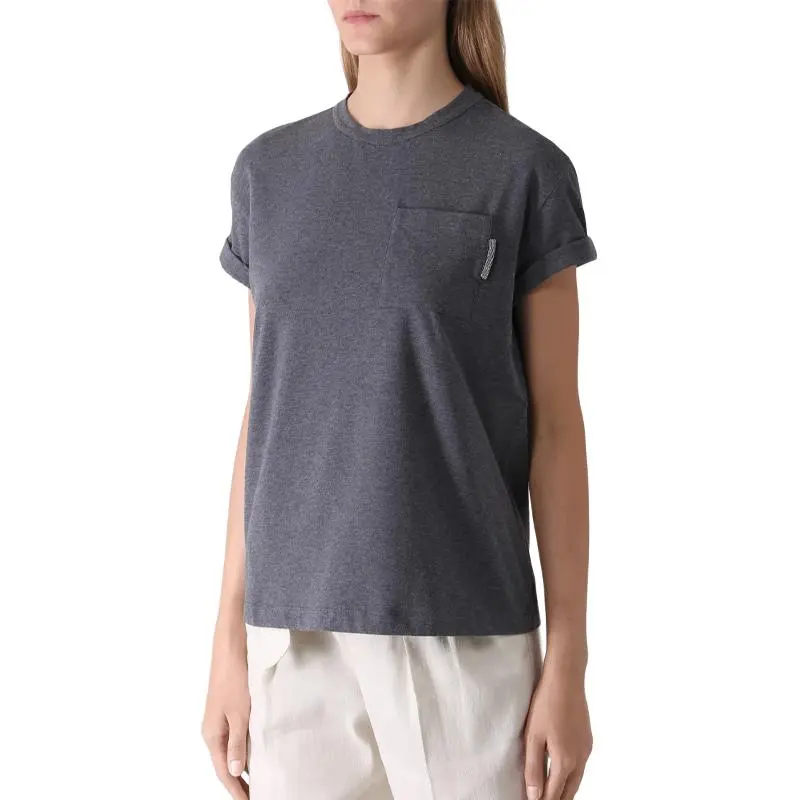 Brunello Cucinelli Glitter trim Short sleeve T shirt-2