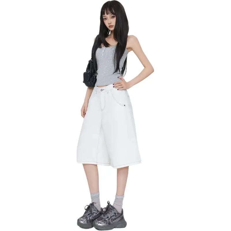 7 SEVFUN Denim Shorts Women's White-3