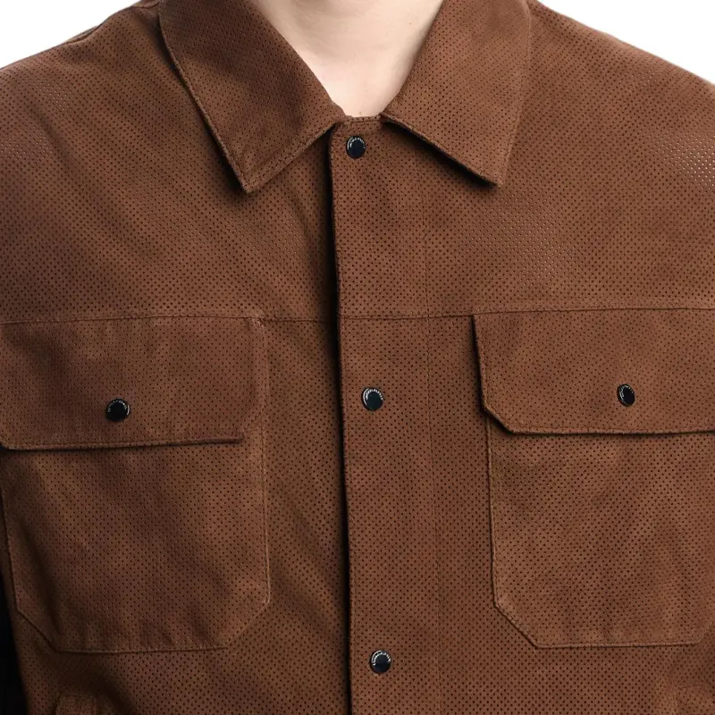 EMPORIO ARMANI Icon Goat Suede Jacket With Micro Perforations-4