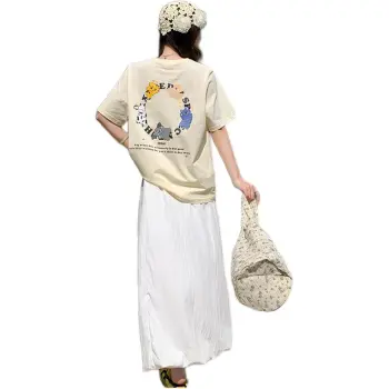 Mu Xiao Xin T Shirt Women's Solid Color Chest With Yellow Spot Dog