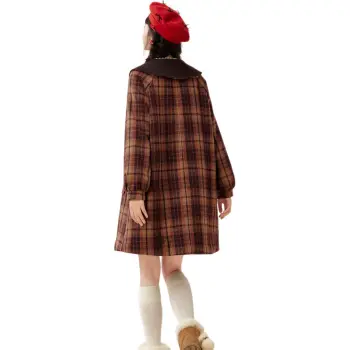 ZIHAN Coats Women's Red Plaid