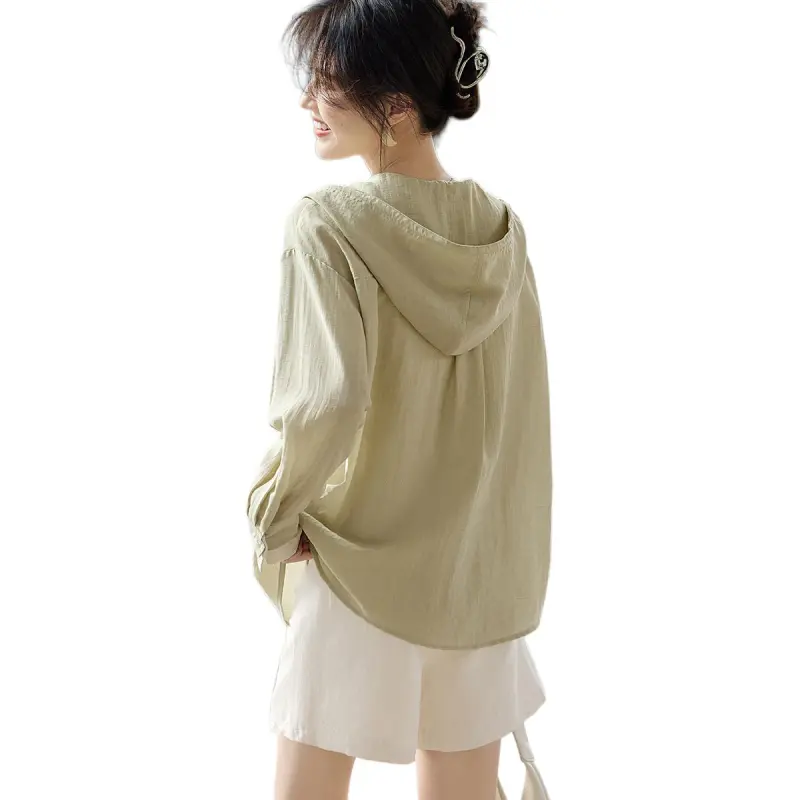 XWI Cropped Coat Women's Light Tea Green-1