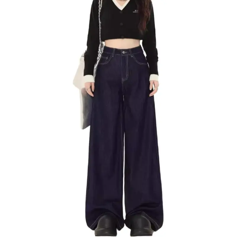 DanerWang Jeans Women's Dark Blue-1