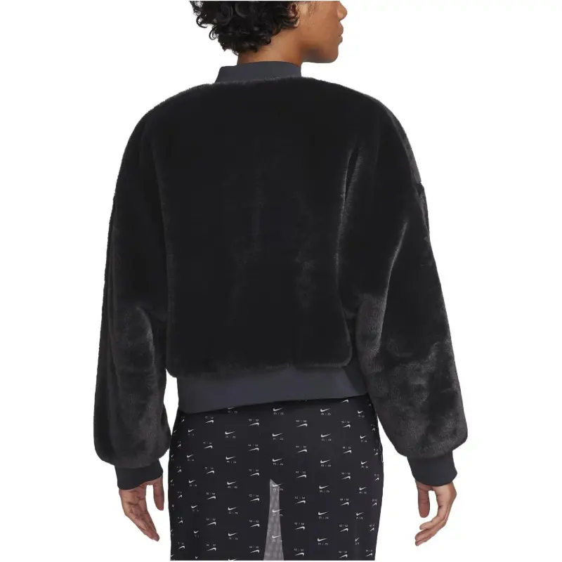 Nike Chamarra Bomber De Piel Sintética Reversible Para Mujer Jacket Women's Black-3