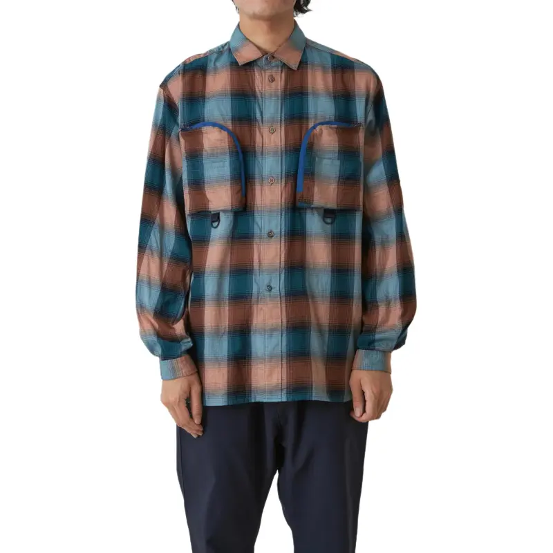 White Mountaineering Shirt Men's Orange/Blue-1