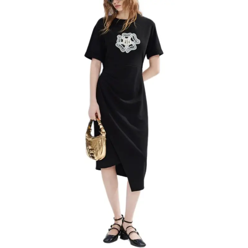 DKNY Short Sleeved Dress Women's Black-2