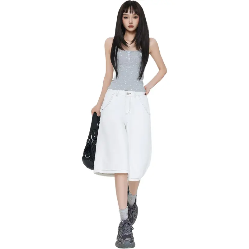 7 SEVFUN Denim Shorts Women's White-2