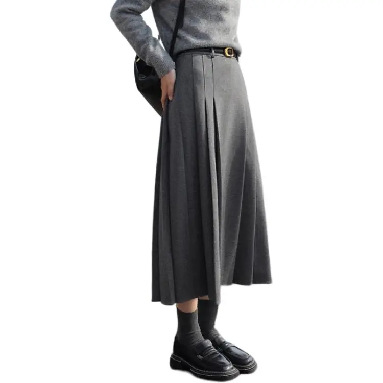 3COLOUR Casual Long Skirt Women's Elephant Gray-3