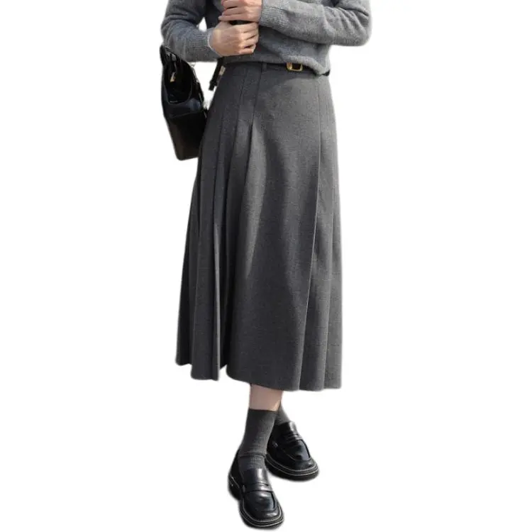 3COLOUR Casual Long Skirt Women's Elephant Gray-1