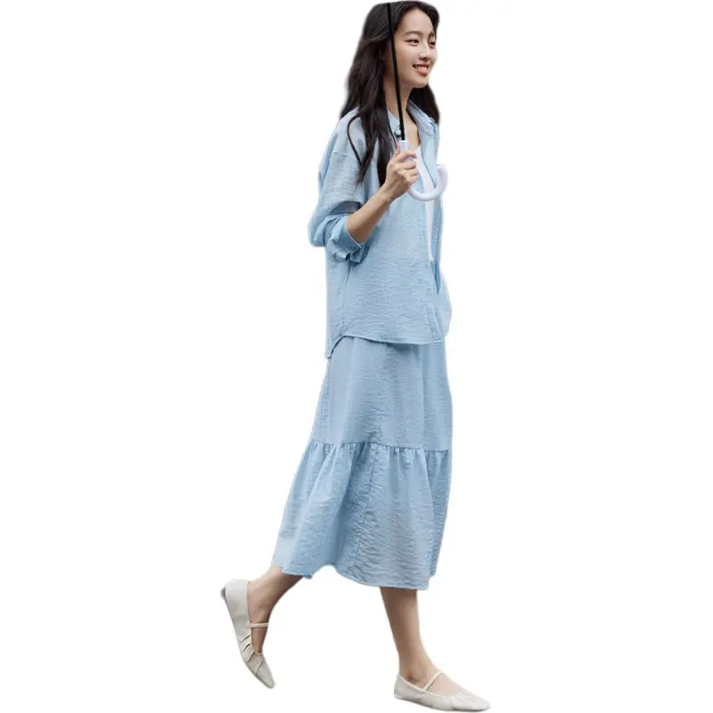 Mo Han Yi Mei Skirt Set Women's Blue-2