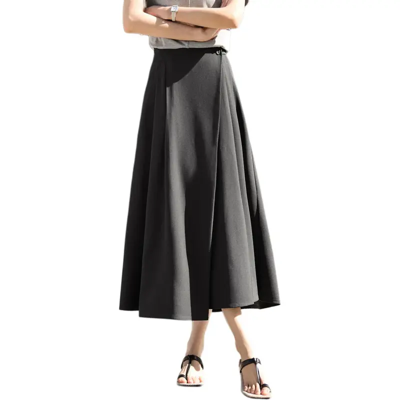 Mo Han Yi Mei Casual Long Skirt Women's Gray-4