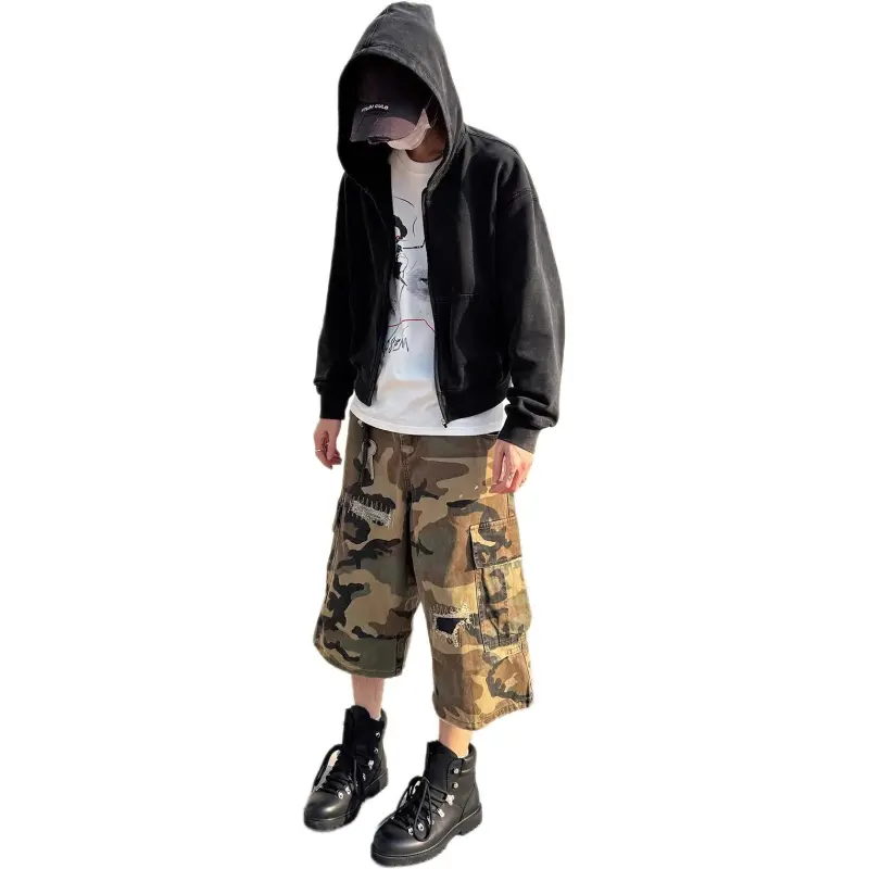 FA2LO Denim Shorts Unisex Camouflage-1