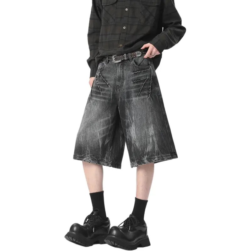 WARNING LIGHT Denim Shorts Unisex-2