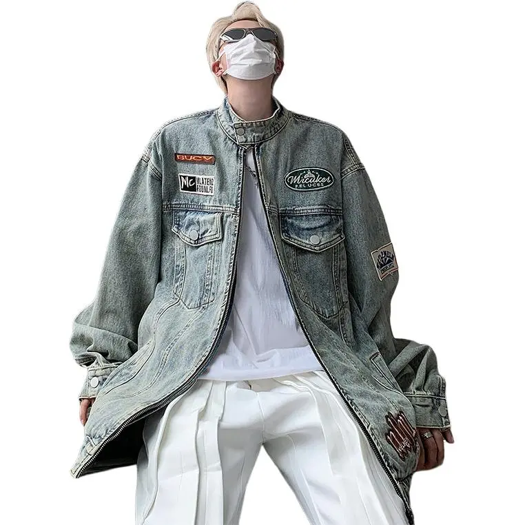 PAINT STAIN Denim Jacket Unisex Blue-15