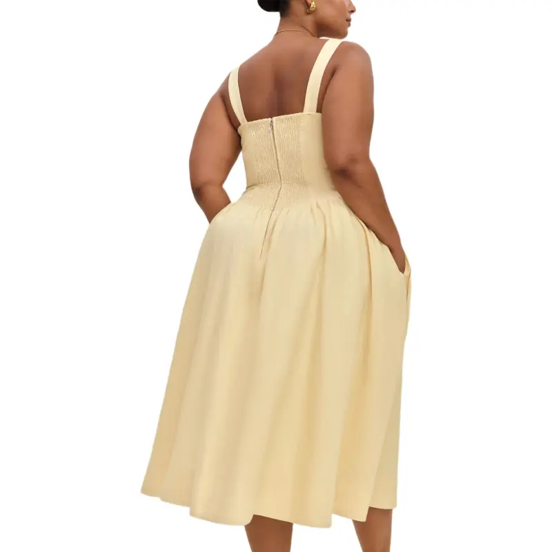 REFORMATION Balia Linen Dress Es Slip Dress Women's-1