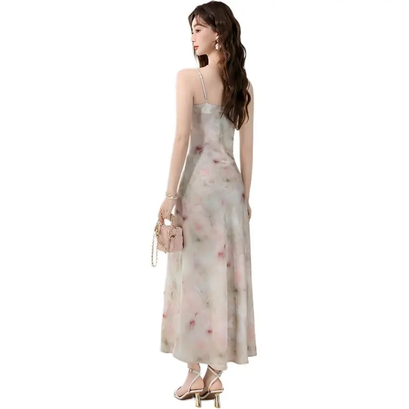 Mu Xiao Xin Slip Dresses Women's Pink Floral Camisole Dress-1