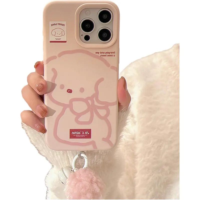 Cuttlefish Grid TPU Material Ins Pink Maltese Puppy Niche Phone Case Compatible With Apple 16/15/14/13/12/11-1