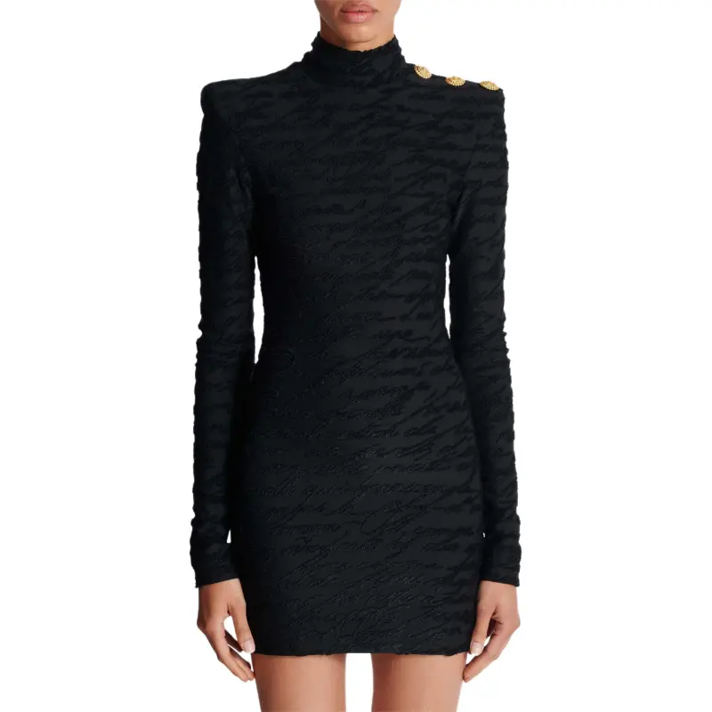 BALMAIN Love Letter Jacquard Short Knit Dress-1