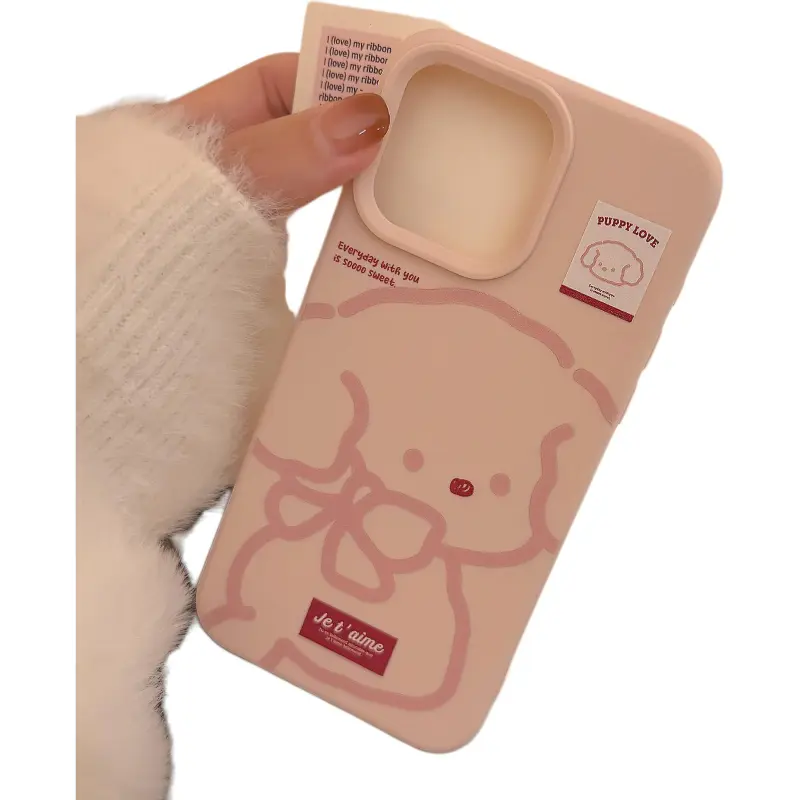 Cuttlefish Grid TPU Material Ins Pink Maltese Puppy Niche Phone Case Compatible With Apple 16/15/14/13/12/11-8