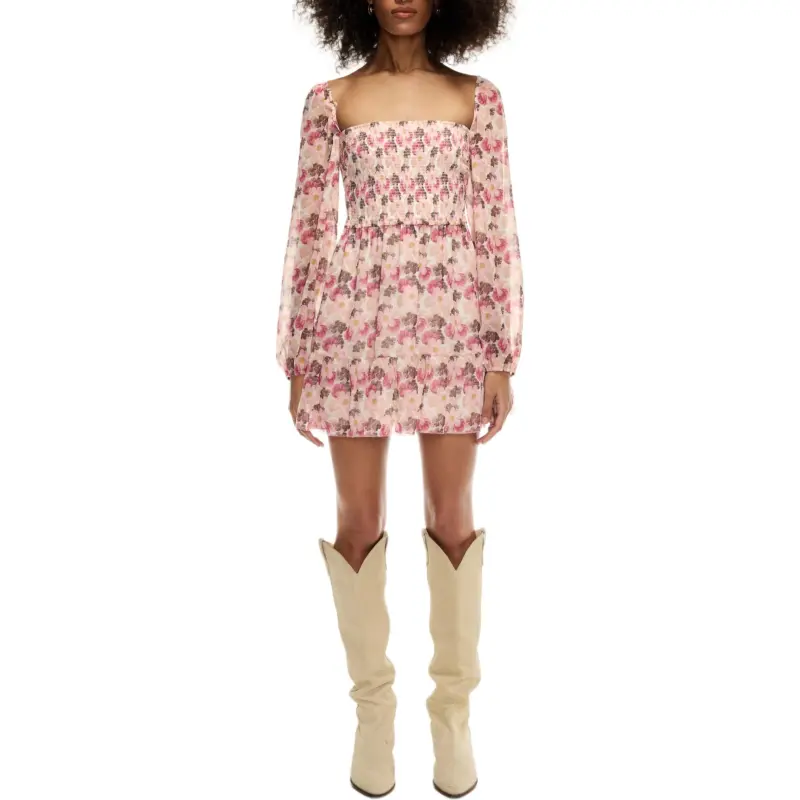 ARITZIA Wilfred Tempest Mini Dress Long-Sleeved Dresses Women's It Birch Poetic Pink/Poppy Pink-2