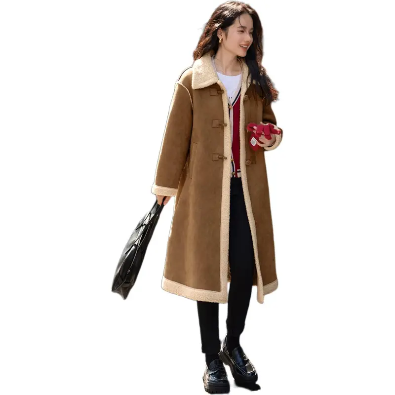 Mo Han Yi Mei Coats Women's Coffee-5