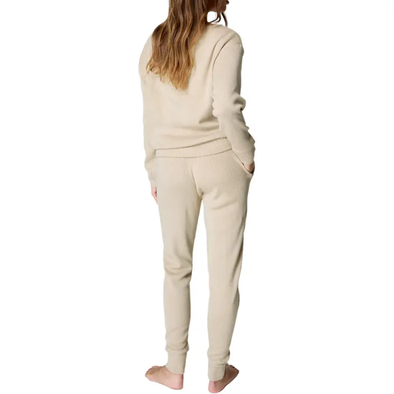 NASTY GAL Knitted Drop Shoulder Jogger Set Casual Suit Women's Stone Color-1