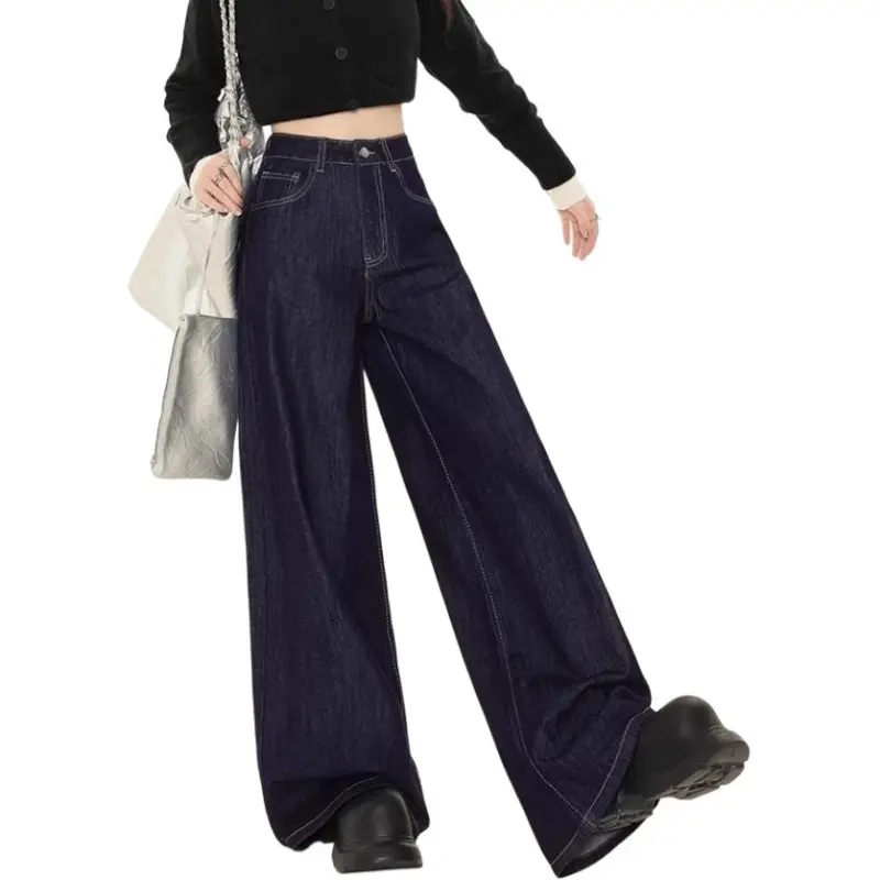 DanerWang Jeans Women's Dark Blue-3