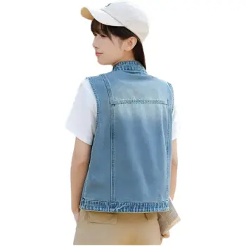 Mu Xiao Xin Vests Women's Blue