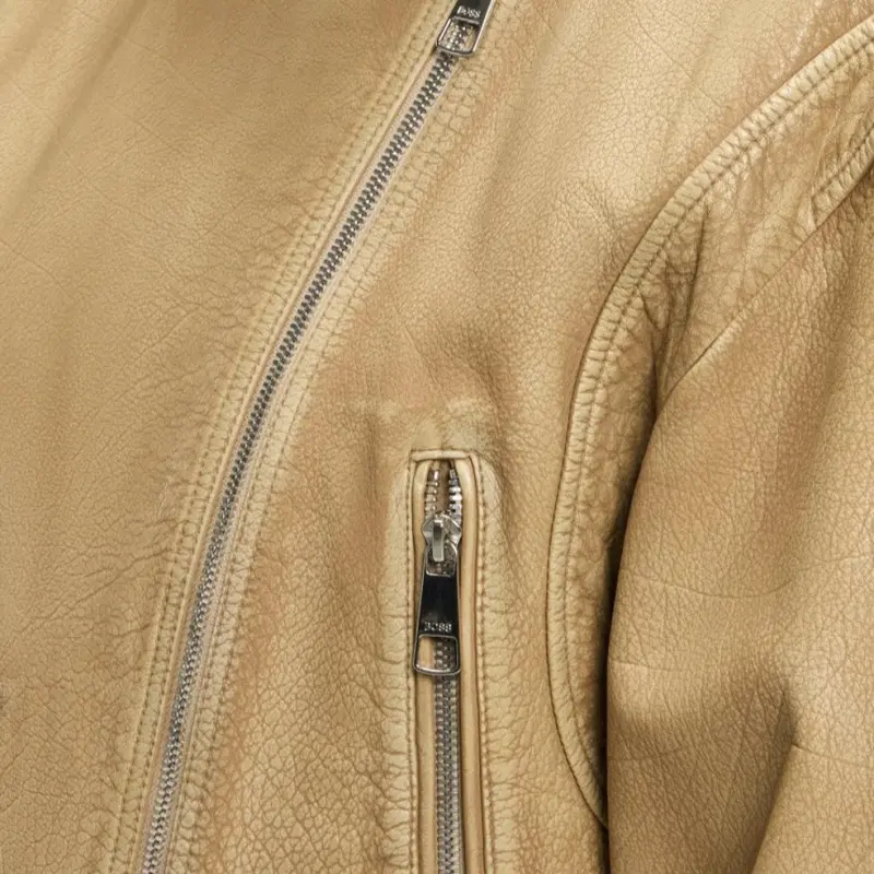 HUGO BOSS Leather Jacket Women's Beige-5