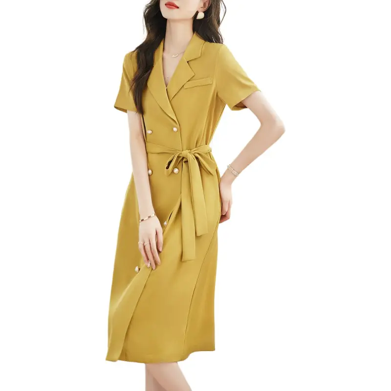 XWI Short Sleeved Dress Women's Yellow Green-3