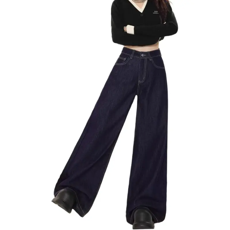 DanerWang Jeans Women's Dark Blue-5