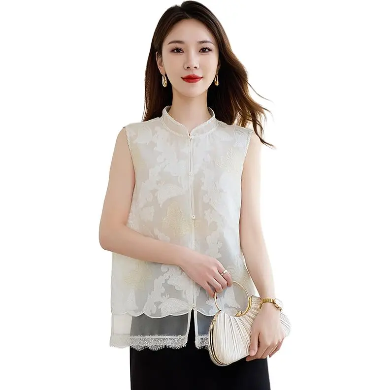 Yi Mengyuan Silk Tank Top Women's White-3