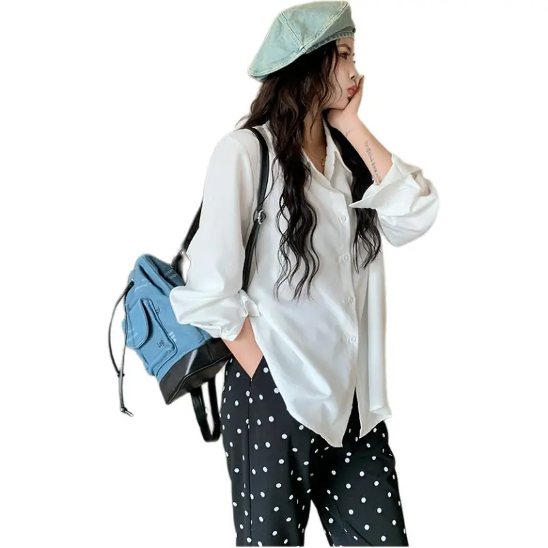 Mu Xiao Xin Shirt Women's Pure White Shirt-4