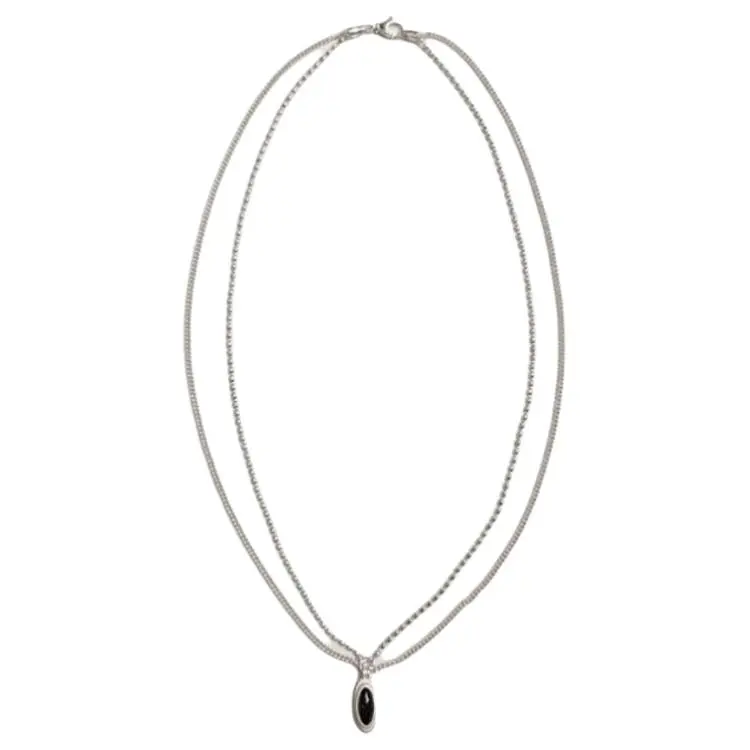 OLIO E ACETO 925 Sterling Silver Necklaces Unisex Black/White-1